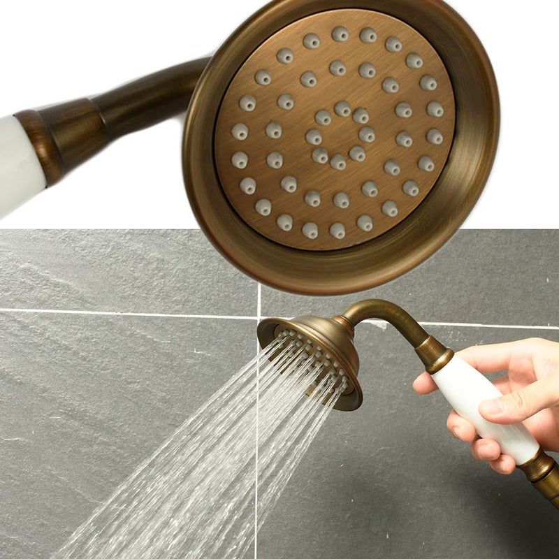 ENGA Vintage Hand-held Shower Rain Sprayer Telephone Shaped Ceramic Shower Head with 59 Inch Hose for Bathroom (Retro Bronze) - Image 3